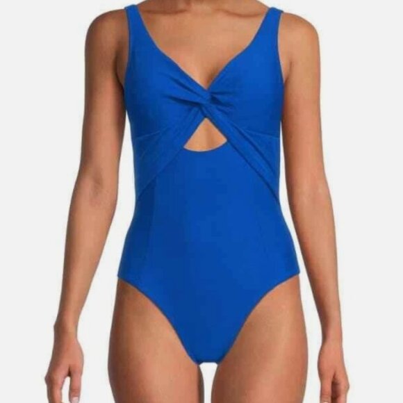 NWT! DKNY Lapis Blue Peekaboo Twist One Piece Swimsuit NEW! - Picture 4 of 4